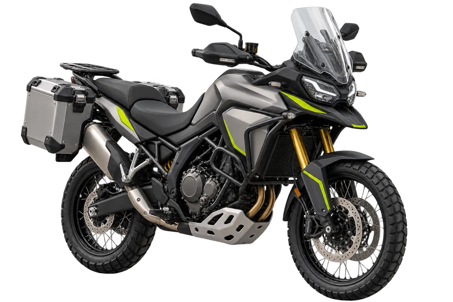 Illustrative adventure motorcycle cutout