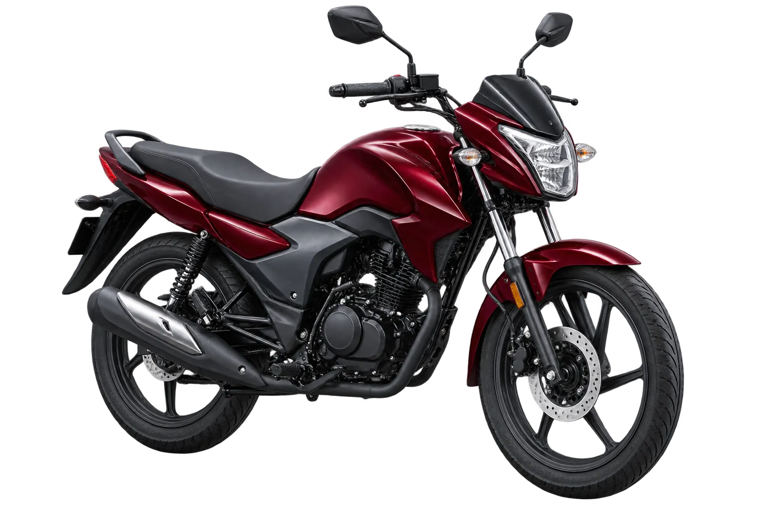 Illustrative burgundy commuter motorcycle cutout
