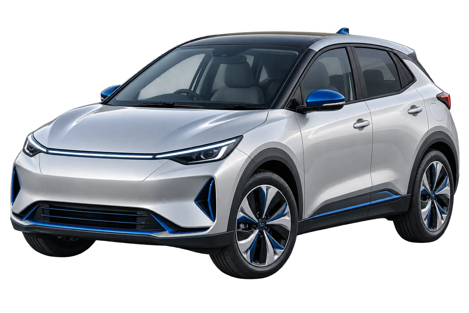 Illustrative silver electric car cutout